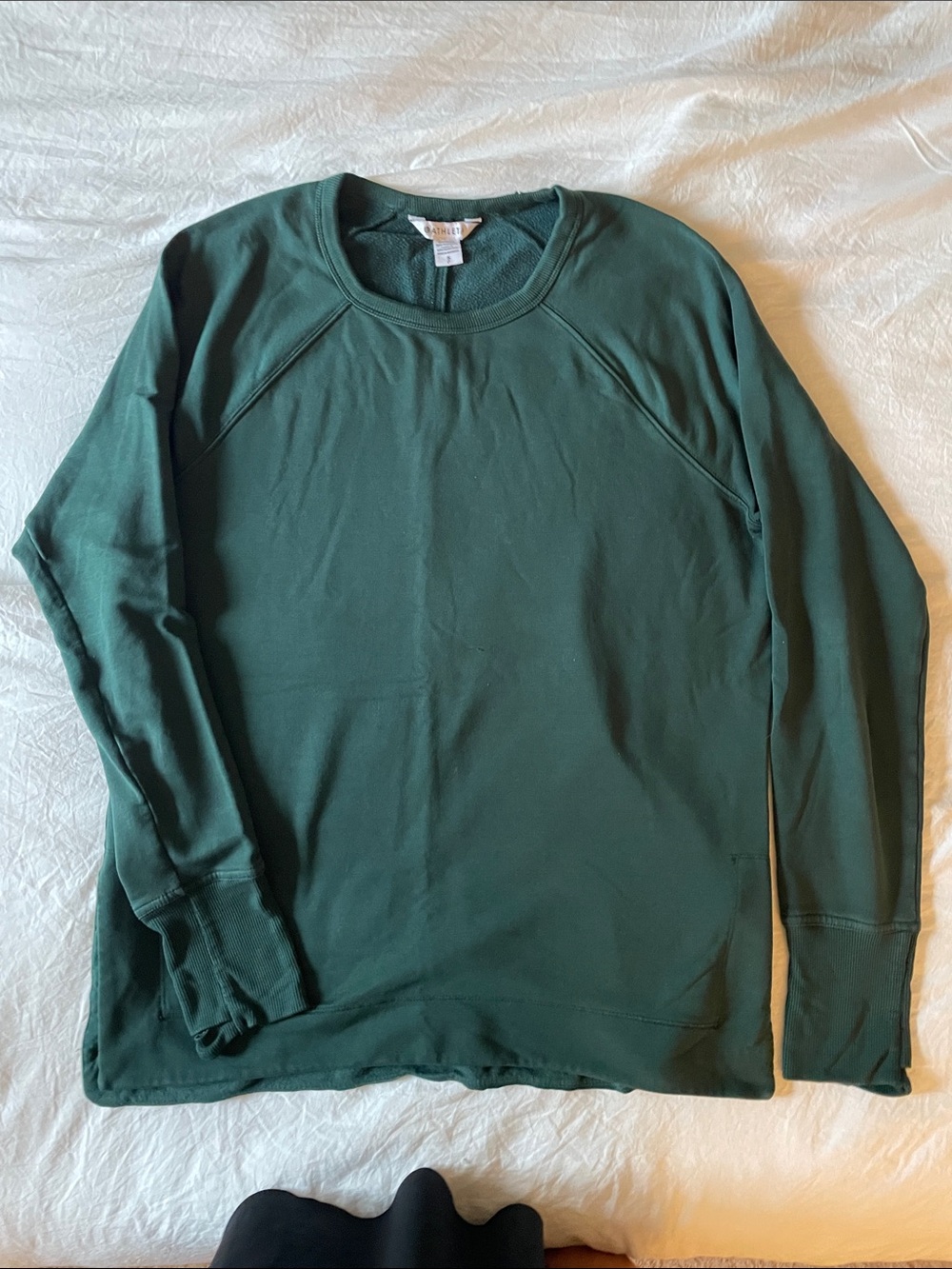 Athleta Women's Crewneck Long-Sleeve Coaster Sweatshirt Top - Dark Green